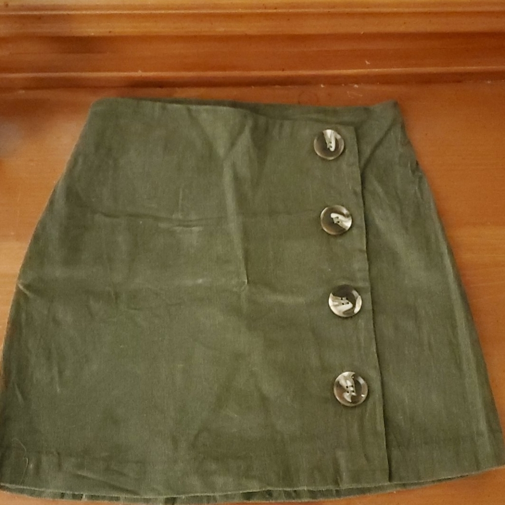 Green Corduroy Mini Skirt